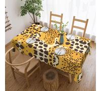 WXZYFP Yellow Leopard Print Long Printed Tablecloth, Suitable for Christmas, Halloween and Other Family Gatherings to Decorate Your Desktop.