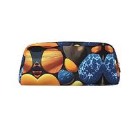 WXZYFP Yellow pebbles The pencil case is made of cross-grain leather (PVC), 100% polyester lining, and full-screen printing