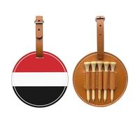 WXZYFP Yemeni flag Brown Single-sided printed PU leather golf tee storage bag, 5-tack design with a 20cm belt clip.