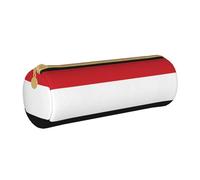 WXZYFP Yemeni flag Environmentally friendly cross-grain leather pencil case, lightweight and portable, suitable for daily use.