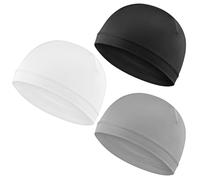 WY LIGHTING LEVEL 3Pcs Skull Caps Soft Lightweight Beanie Hats Moisture Wicking Stretchy Breathable Helmet Liner for Men, Black；light Grey；white, M