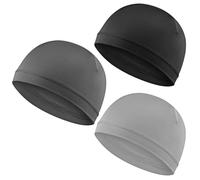 WY LIGHTING LEVEL 3Pcs Skull Caps Soft Lightweight Beanie Hats Moisture Wicking Stretchy Breathable Helmet Liner for Men, Black; Dark Gray; Light Gray, M