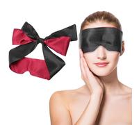 WY LIGHTING LEVEL Black Satin Sleep Mask, Silk Satin Blindfold Comfortable Eye Mask Sleep Mask Eye Cover Silk Sleeping Mask Valentine's Day Gift - 145cm/57inch(Black+Red)