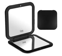 WY LIGHTING LEVEL Compact Mirror 15X Magnifying Mirror Makeup Mirror for Travel Foldable Pocket Mirror Small 2-Sided Square Mirror Handheld Cosmetic Mirror for Purses Handbag Pocket 3.35 x 3.35 inch