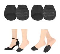 WY LIGHTING LEVEL Toe Topper Socks, 3 Pairs No Show Liner Half Socks Non Slip Hidden Toe Covers Socks Seamless Toe Socks with Sponge Cushion for High Heels Women Girls(Black)