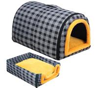 WY8 2-in-1 Convertible Grey Pet Bed for Cats & Small Dogs -Water Resistant Fabric, Soft Plush Cushion, Indoor & Outdoor Use, Warm and Cool Sleeping House, Portable with Handle, Non-Slip Base - Medium