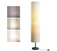 WY8 Floor Lamp - 116 cm Tall Japanese-Style Paper Shade | Soft Ambient Mood Light | Polished Metal Base | E27 Bulb Holder | Minimalist Tower Design for Living Room, Bedroom or Office