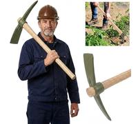 WY8 Heavy Duty Pick Axe 2.8kg with 85cm Solid Beechwood Handle - Forged Steel Dual Head Pickaxe & Mattock - Professional Garden Digging Tool for Breaking Tough Ground, Roots and Rocks