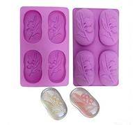 WYAHYQ 2Pcs Oval Soap Moulds for Soap Making 4Cavity Olive Branch Pattern Hand Soap Making Moulds