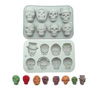 WYAHYQ 2Pcs Skull Chocolate Moulds Halloween Silicone Moulds Candy Baking Fondant Cake Decoration Candle Wax Melt Moulds