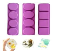 WYAHYQ 3Pcs Soap Moulds for Soap Making Soap Making Soap Base Deep Round Oval Rectangular 4Cavities
