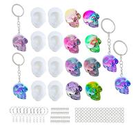 WYAHYQ 8Pcs Skull Epoxy uv Resin Silicone Mould for Resin Casting,Halloween Mini Skull Key Ring Accessory,Candle Wax Melt Moulds
