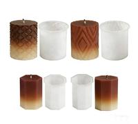 WYAHYQ Set of 4 Silicone Candle Moulds 3D Geometric Cylinder Hexagon Shapes DIY Aromatherapy Candle Wax Melt Moulds Non Stick Reusable 2 Big 2 Small