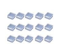 WYAN 15 Pack Square Clear Plastic Storage Containers Box with lids | Plastic, 4.3 x 4.3 x 2 cm, transparent, 1 mm thick, with a hinged lid, durable, suitable for storage and organisation