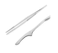 WYAN 2 Pcs Tongs Kitchen and Cooking Tong, Long Stainless Steel Grill Tweezers, Fine Straight Cooking Tweezer Tongs, Meat Tong