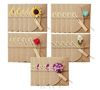 WYAN 25 Pcs Dried Flowers Decorated Postcard,DIY Dried Flowers Greeting Cards,Handmade Retro Kraft Paper Blank Cards(105 * 71mm,5 styles)