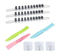 WYAN 3 Pcs Flexible Crevice Cleaning Brush,3 Pcs Plastic Scraper,Bendable Scrub Brush,Grip Scrub Brush,for Ceramic hobs Glass Door, Windows(With 3 self adhesive hooks)