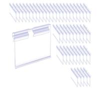 WYAN 50 PCS Clear Plastic Label Holders, Wire Shelf Retail Price Label, 5 x 4.2 cm Merchandise Sign Display Holder, Basket Labels Clip On Labels for Supermarket and Store Price Display