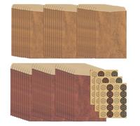 WYAN 60 Pieces Envelopes Set Vintage,Vintage Kraft Paper Envelopes,Brown Kraft Paper Envelope,with 60 Stickers,for invites and Letters(16cm*11cm,Card and Glue not Included)