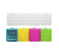 WYAN 8 Pcs Plastic Clear Cell Battery Storage Case,Cell Battery Storage Case Holder Box,for AA/AAA Batteries(5 colors)