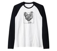 Wyandotte Chicken Portrait - Vintage Laced Farm Bird Raglan Baseball Tee