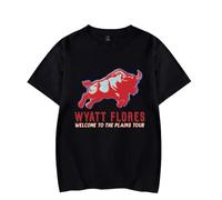 Wyatt Flores Welcome Back to The Plains Tour Logo T-Shirt 2025 New Women Men Casual Short Sleeve Tee (L,Black)