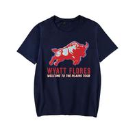 Wyatt Flores Welcome Back to The Plains Tour Logo T-Shirt 2025 New Women Men Casual Short Sleeve Tee (M,Navy)