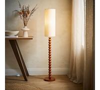 ValueLights | Wyatt Natural Linen Tall Lamp Shade Walnut Wood Bobbin Floor Lamp | Floor Lamps, Home Décor & Improvement Essential