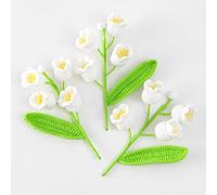wybcfp 3 Pcs Artificial Lily of Valley Bouquet Knitted Handmade Flower Crochet Flowers Fake Lily of Valley for Wedding Bridal Valentine's Day Decoration Gift