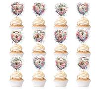wybcfp 60Pcs Valentine's Day Love Heart Cupcake Topper Lock Shape Cake Decorations Birthday Proposal Engagement Anniversary Mother's Day Party Supplies