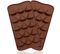 WYBG 2Pcs Poop Silicone Molds, Silicone Funny Poop Molds for Chocolate, Cake, Candy, Pudding, Fondant, Poop Emotion Baking Mold, Soap Molds for Soap Making, 15 Cavities (Brown)