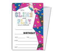 Wybgno Birthday Invitation Cards for Girls - 20 Pieces with Envelopes - 4x6 inches - Modern Climbing Theme