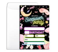 Wybgno Sleepover Birthday Party Invitation 20 Slumber Theme Party Neon Party Birthday Invitation With Envelopes for Sisters Boys Girls Party Invite Cards -4×6 inch-B021