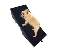 WYBZDA 2-in-1 Folding Dog Ramp Split Design Non-Slip Dog Stairs for Small Dogs Joint-Friendly Cat Stairs Assists Bed/Sofa Access(Black Grey - Linen Blend)