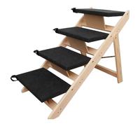 WYBZDA Cat Stairs for Climbing Scratching Foldable Dog Stairs for Small Dogs Solid Wood Dog Ramp for Car Non-Slip Storable for Travel(4 floor)