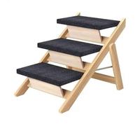 WYBZDA Cat Stairs for Climbing Scratching Foldable Dog Stairs for Small Dogs Solid Wood Dog Ramp for Car Non-Slip Storable for Travel(3 floor)