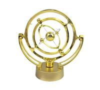 WYBZDA Creative Newton's Cradle, Office/Living Perpetual Motion Machine, Newtons Cradle Pendulum for Stress Relief, Battery Powered Physics Toys for Home(Gold,Round)