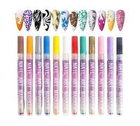 WYBZDA Nail Art Pens Highlights Outlining Diy Drawing Nail Art Markers Fine Tip Dotting for Cartoon Letter Checkerboard Style Home Salons