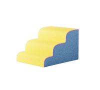 WYBZDA Pet Stairs Domestic Use Small Dog Stairs for Older Cats Joint-Friendly Ottoman Dog Ramp Non-Slip Cover Removable for Windowsills(49 * 39 * 30cm,Blue-yellow)