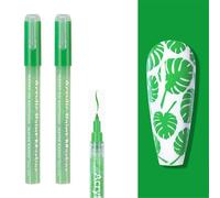 WYBZDA Quick Dry Nail Art Markers Waterproof 2pcs Nail Art Pens for Painting Nails Lines Dotting for Professionals Technique(Light Green - 2pcs)