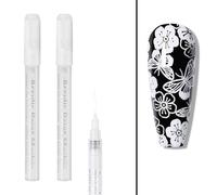 WYBZDA Quick Dry Nail Art Markers Waterproof 2pcs Nail Art Pens for Painting Nails Lines Dotting for Professionals Technique(White - 2pcs)
