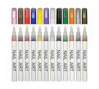 WYBZDA Water-Based Nail Art Pens Diy Quick Dry Nail Polish Pens for Smudge-Proof Dotting Lines Techniques for Professionals Salons(12 colours)