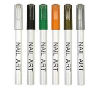 WYBZDA Water-Based Nail Art Pens Diy Quick Dry Nail Polish Pens for Smudge-Proof Dotting Lines Techniques for Professionals Salons(6 colours-B)