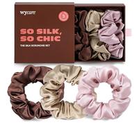 Wycare 100% Silk Hair Ties Gentle on Hair Mulberry Silk Scrunchies for Women Luxury Sleep Bands for Curly Hair (3 Pieces, Nude)