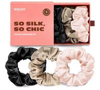 Wycare 100% Silk Scrunchies - Gentle on Hair Mulberry Silk Scrunchies for Women - Luxurious Sleep Ties for Women's Curly Hair (Set of 3 Nude)