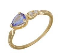 Wycian 14K Gold Beautiful Rings for Wedding with Tanzanite Waterdrop Shaped Prong Set, 50th Wedding Anniversary Rings for Women, U 1/2