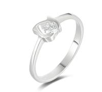 Wycian 14K White Gold Wedding Anniversary Rings for Women Delicate Hollow with Round Cut Solitaire Moissanite, Engagement Rings for Her Simple, Q 1/2