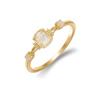Wycian 14K Womens Wedding Bands Yellow Gold with Crystal Three Stone Leaf Accent, Ring Wedding Band Women, N 1/2