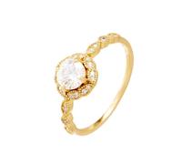 Wycian 14K Yellow Gold Ring Stackable with Moissanite Circle for Women, Wedding Anniversary Rings for Women, M 1/2