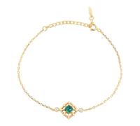 Wycian 18K Yellow Gold Necklaces for Women Trendy with Lab Emerald Rhombus Design with Lab Created Emerald, Simple Necklace for Women, 21 cm/8.26 in